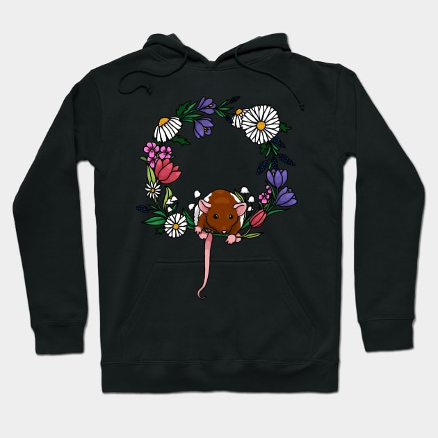 Rat with a spring floral wreath Hoodie by HighFives555